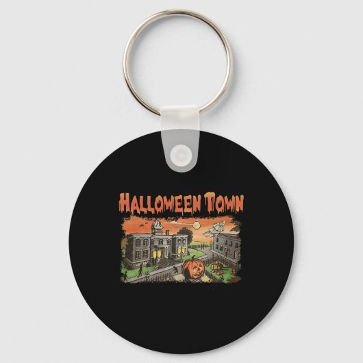 Halloween Town EST 1998 Halloween Party Schattige Sleutelhanger (Voorkant)
