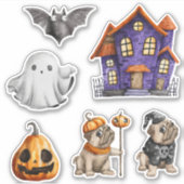 Halloween Town Haunted House Bulldogs Sticker (Voorkant)