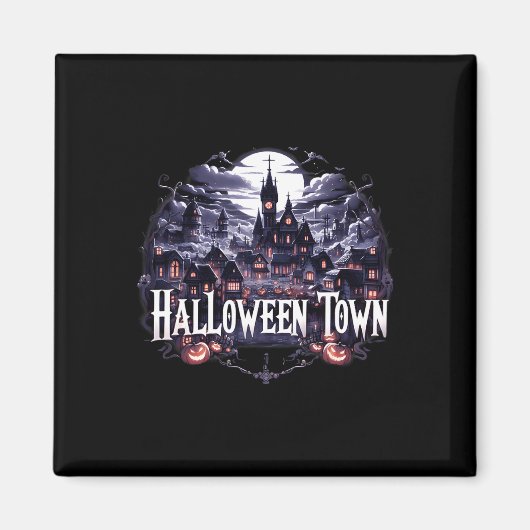 Halloween Town Skeleton Ghost Pumpkin naar Hallowe Magneet (Voorkant)