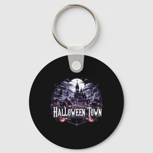 Halloween Town Skeleton Ghost Pumpkin naar Hallowe Sleutelhanger (Voorkant)