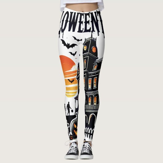 Halloween Town Spooky Scene Leggings (Voorkant)