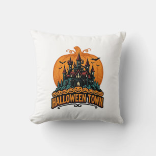 Halloween Town Vintage Geheugen Kasteel Pompoen De Kussen