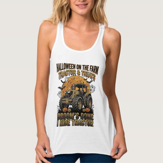 Halloween Tractor T-shirt Grappige Boerderij Heks (Voorkant)