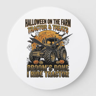 Halloween Tractor T-shirt Grappige Boerderij Heks  Grote Klok
