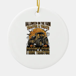 Halloween Tractor T-shirt Grappige Boerderij Heks Keramisch Ornament