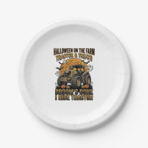 Halloween Tractor T-shirt Grappige Boerderij Heks Papieren Bordje