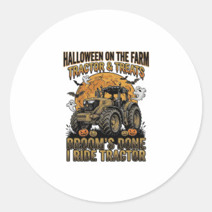 Halloween Tractor T-shirt Grappige Boerderij Heks  Ronde Sticker