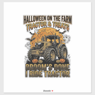 Halloween Tractor T-shirt Grappige Boerderij Heks  Sticker
