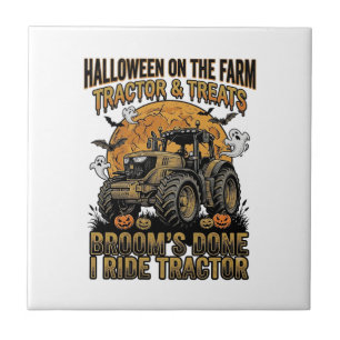 Halloween Tractor T-shirt Grappige Boerderij Heks Tegeltje
