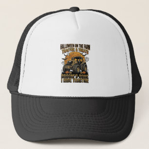 Halloween Tractor T-shirt Grappige Boerderij Heks Trucker Pet
