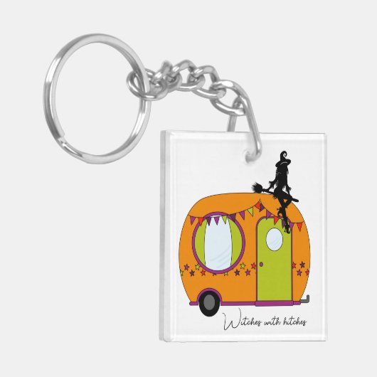 Halloween trailer rv camper sleutelhanger (Voorkant Links)