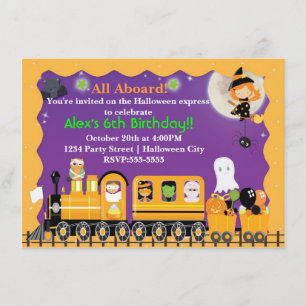 Halloween Train Fun Kinder Costume Party Invitatio Kaart