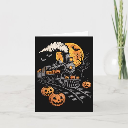  Halloween Train Jack O Lantern Pumpkin Mannen Kaart (Voorkant)