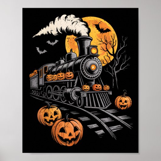 Halloween Train Jack O Lantern Pumpkin Mannen Poster (Voorkant)