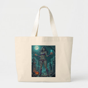 Halloween Traktatie of Zombie Vriendin w Hersenen Grote Tote Bag