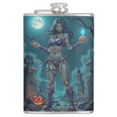 Halloween Traktatie of Zombie Vriendin w Hersenen Heupfles (Voorkant)