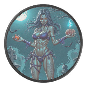 Halloween Traktatie of Zombie Vriendin w Hersenen Hockey Puck