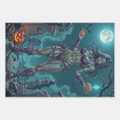 Halloween Traktatie of Zombie Vriendin w Hersenen Inpakpapier Vel (Voorkant 3)