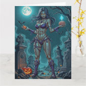 Halloween Traktatie of Zombie Vriendin w Hersenen Kaart (Gele Bloem)