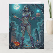 Halloween Traktatie of Zombie Vriendin w Hersenen Kaart (Voorkant)