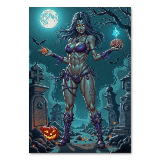 Halloween Traktatie of Zombie Vriendin w Hersenen Kaart (Voorkant)