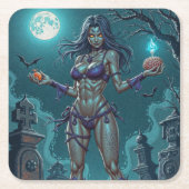 Halloween Traktatie of Zombie Vriendin w Hersenen Kartonnen Onderzetters (Voorkant)