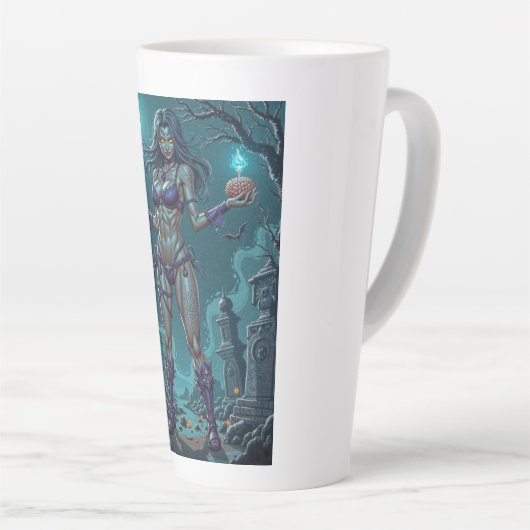 Halloween Traktatie of Zombie Vriendin w Hersenen Latte Mok (Rechterhoek)