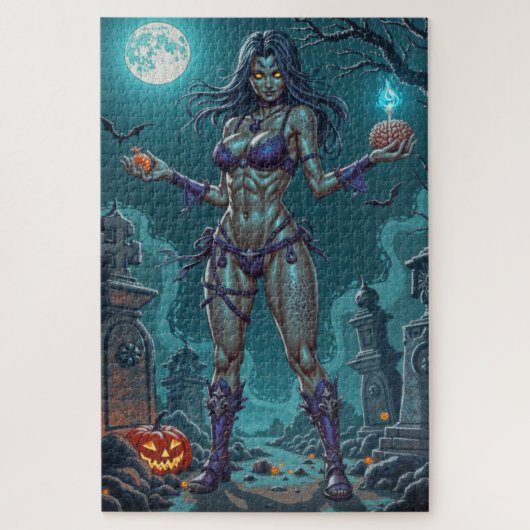 Halloween Traktatie of Zombie Vriendin w Hersenen Legpuzzel (Verticaal)