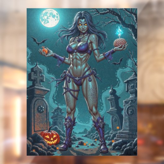 Halloween Traktatie of Zombie Vriendin w Hersenen Raamsticker (Vel 2)