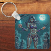 Halloween Traktatie of Zombie Vriendin w Hersenen Sleutelhanger (Voorkant)
