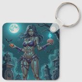 Halloween Traktatie of Zombie Vriendin w Hersenen Sleutelhanger (Achterkant)