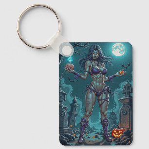 Halloween Traktatie of Zombie Vriendin w Hersenen Sleutelhanger