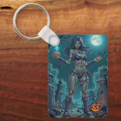 Halloween Traktatie of Zombie Vriendin w Hersenen Sleutelhanger (Voorkant)