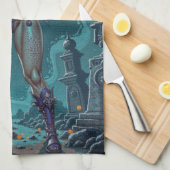 Halloween Traktatie of Zombie Vriendin w Hersenen Theedoek (Quarter Fold)