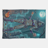 Halloween Traktatie of Zombie Vriendin w Hersenen Theedoek (Horizontaal)