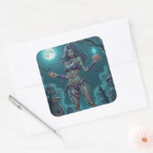 Halloween Traktatie of Zombie Vriendin w Hersenen Vierkante Sticker (Envelop)