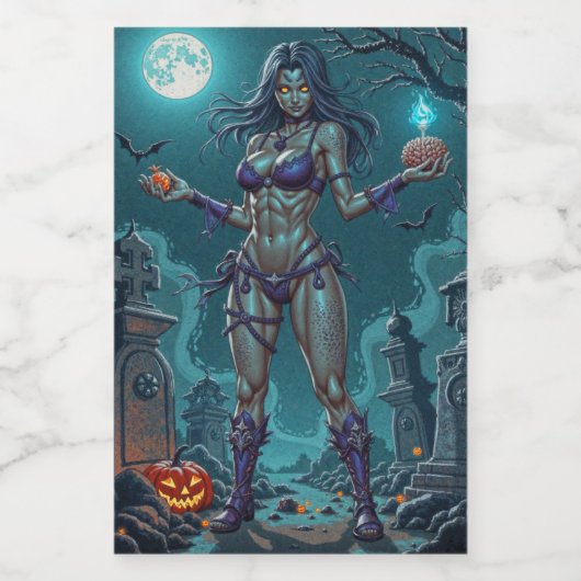 Halloween Traktatie of Zombie Vriendin w Hersenen Voedselcontainer Etiket (Enkel label)