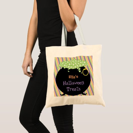 Halloween traktaties, kleurrijk gepersonaliseerd tote bag (Voorkant (product))