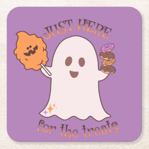 Halloween traktaties spook en snoepjes feestje kartonnen onderzetters