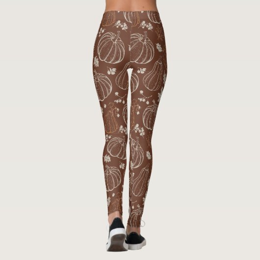 Halloween Transparant Pompoenen en bladeren Leggings (Achterkant)