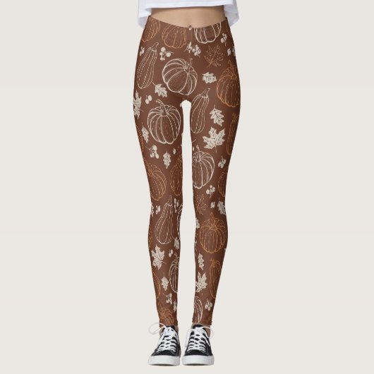 Halloween Transparant Pompoenen en bladeren Leggings (Voorkant)