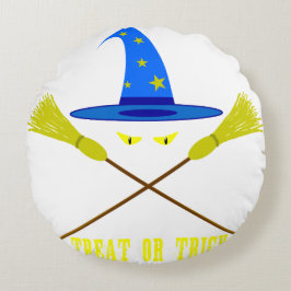 Halloween Treat of Trick Black Rond Kussen