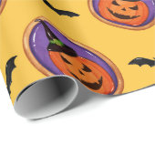 Halloween Treats Jack-O-Lantern & Bats Yellow Cadeaupapier (Rol Hoek)