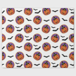 Halloween Treats Jack-O-Lantern Cookie & Bats Cadeaupapier