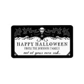 Halloween Treats Label - Zwart & Wit Schedel (Voorkant)