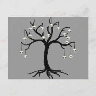 Halloween Tree met Cute Skull Ornaments Kaart