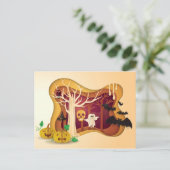 Halloween Tree Papercut Ghost & Skull Briefkaart (Staand voorkant)