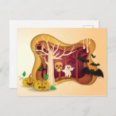 Halloween Tree Papercut Ghost & Skull Briefkaart (Voorkant / Achterkant)