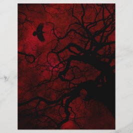 Halloween Tree Red Scrapbook Paper