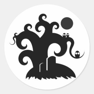 Halloween Tree Ronde Sticker